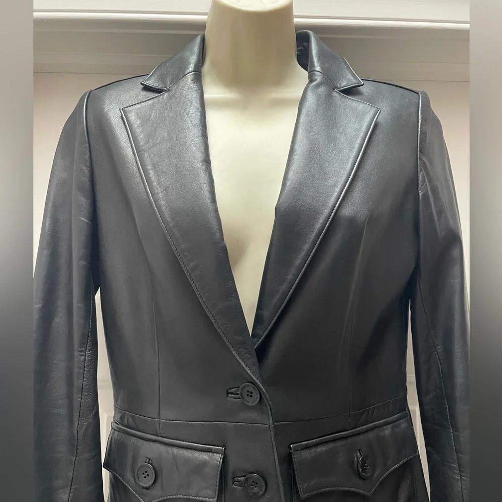 Wilson’s leather pelle studio black leather jacket. - Picture 2 of 4
